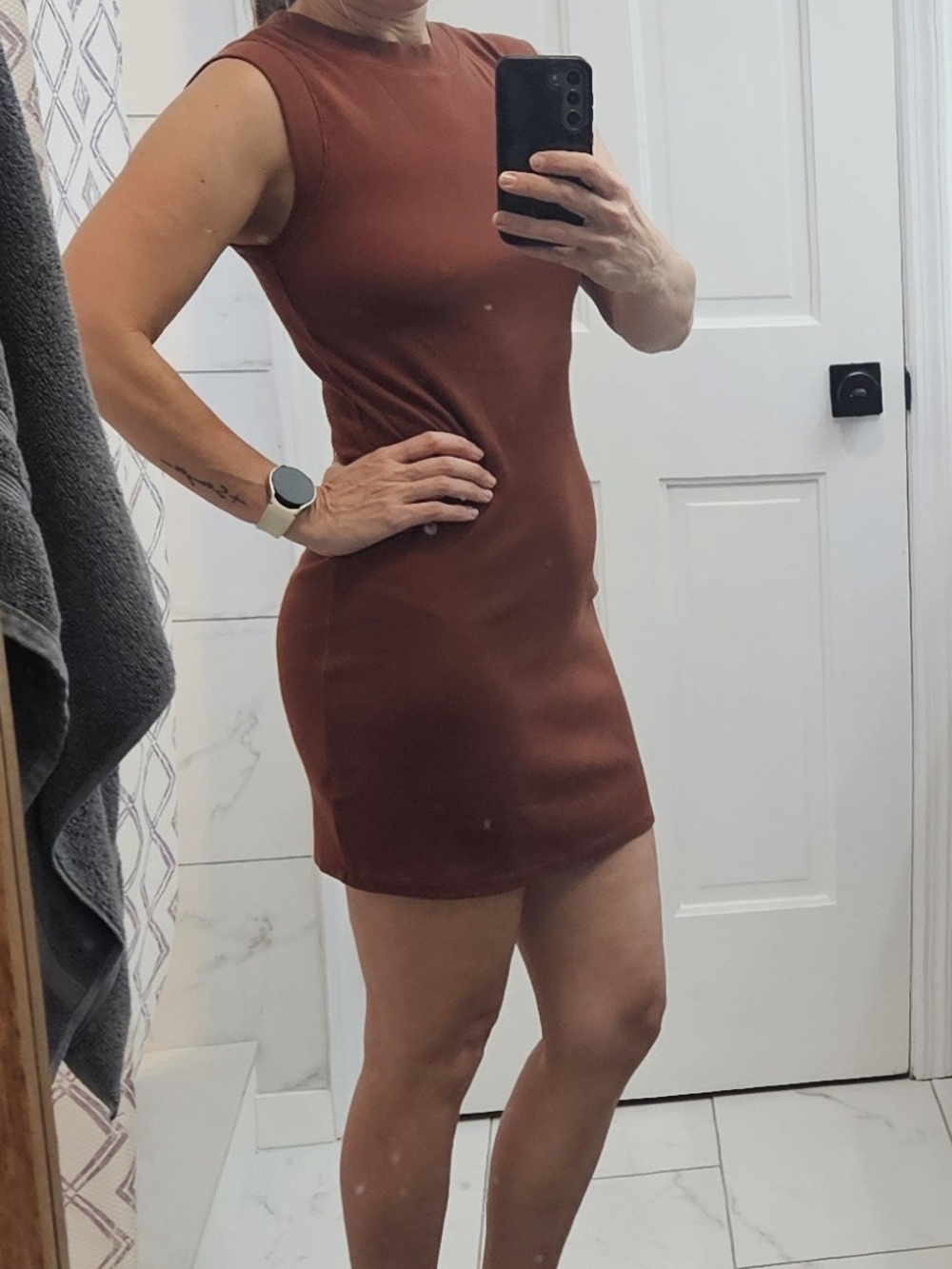 a new day Rust Sleeveless Mini Bodycon Dress